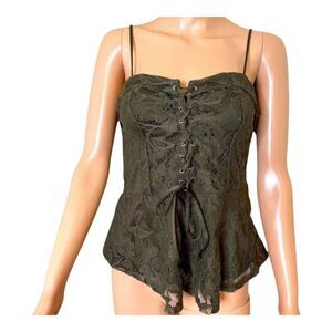 EXPRESS Olive Green Lace Front Tank Womens Size Small NEW WITH TAGS